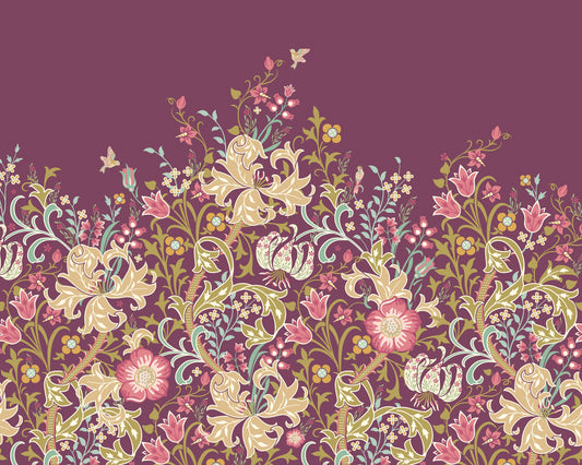 Origin Murals Trailing Lily Aubergine 300cm X 240cm