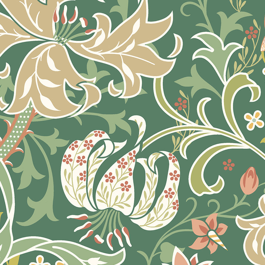 Origin Murals Trailing Lily Forest Green 350cm X 280cm