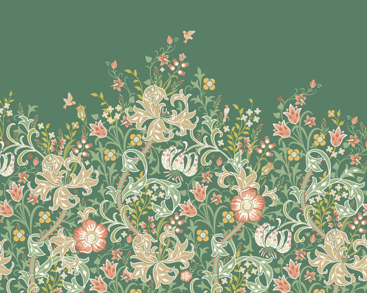 Origin Murals Trailing Lily Forest Green 350cm X 280cm