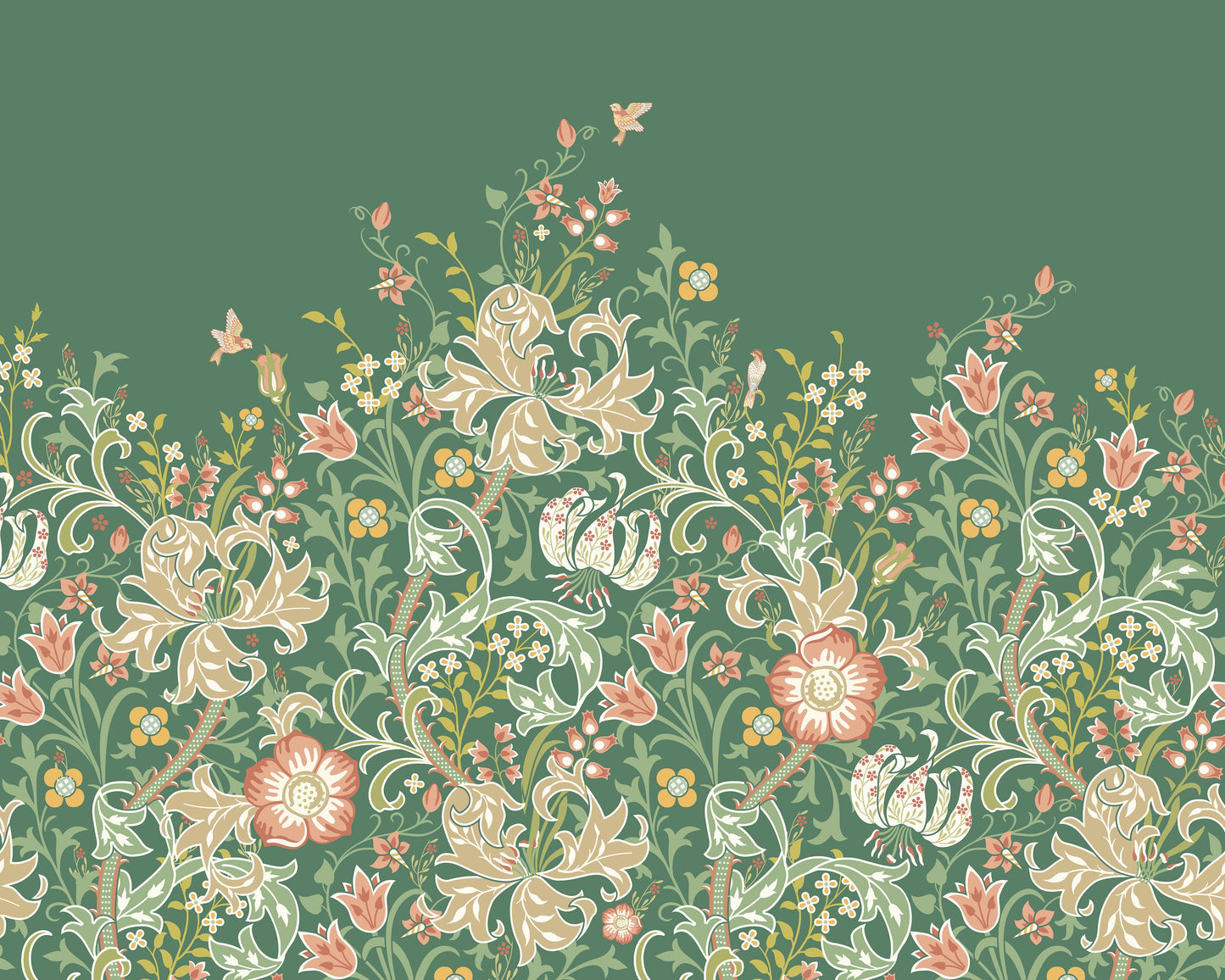 Origin Murals Trailing Lily Forest Green 300cm X 240cm