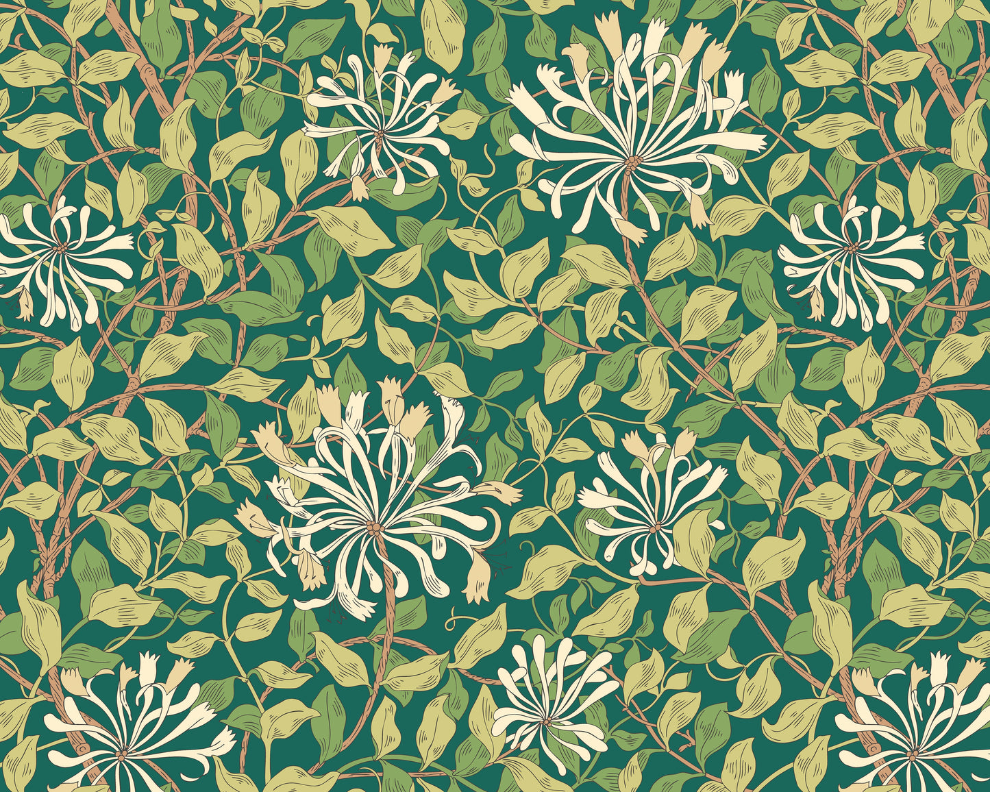 Origin Murals Honeysuckle Forest Green 350cm X 280cm