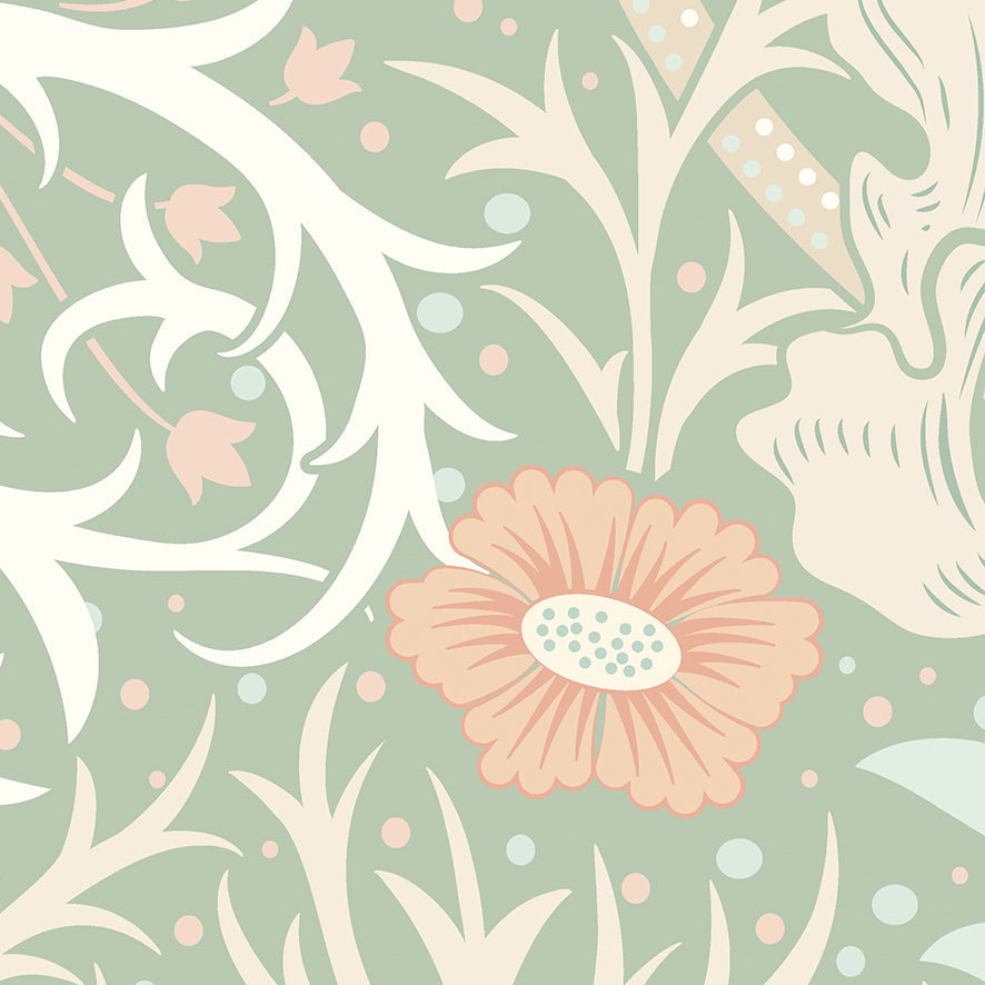 Origin Murals Trailing Seaweed Garden Sage And Apricot 300cm X 240cm