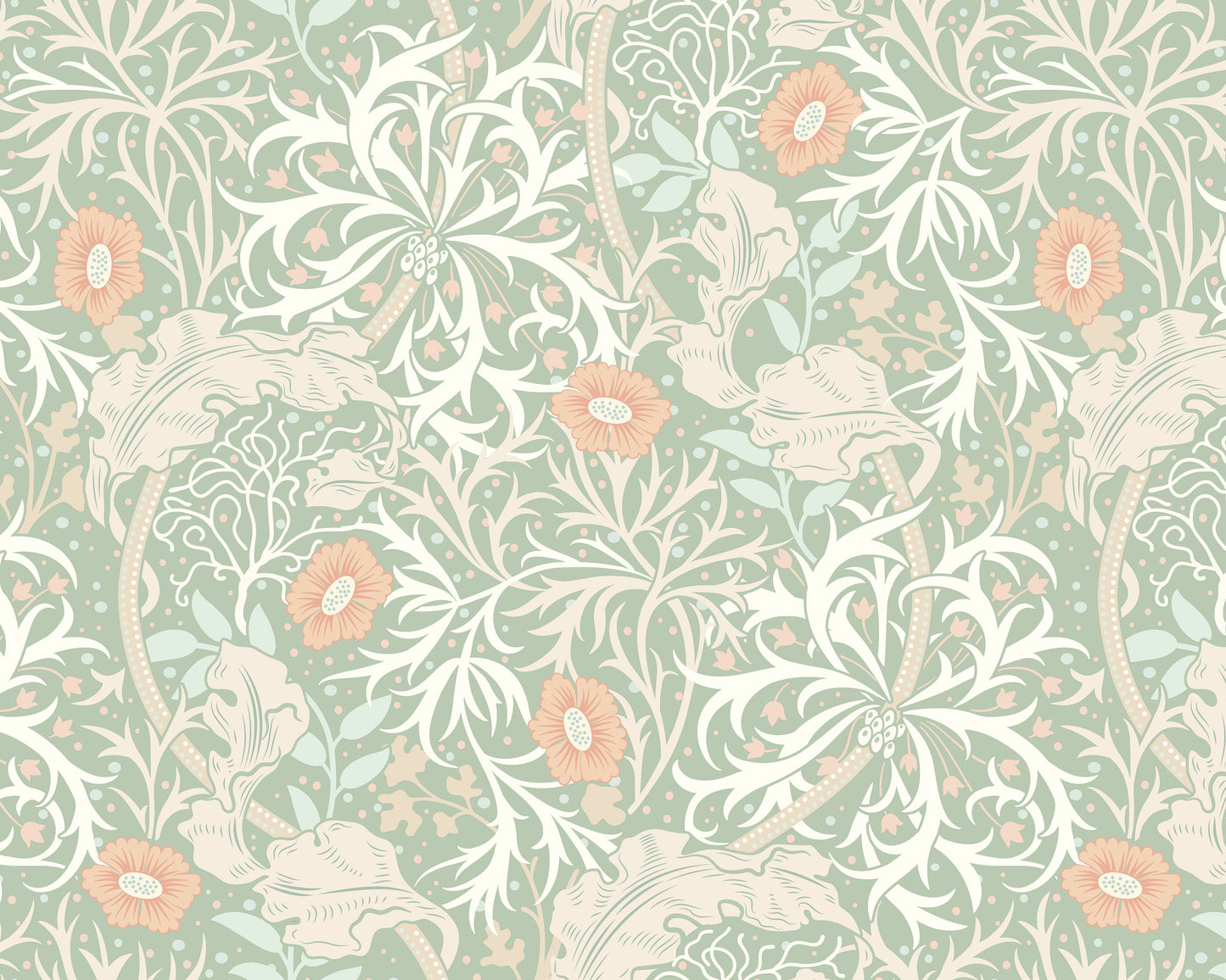 Origin Murals Trailing Seaweed Garden Sage And Apricot 300cm X 240cm