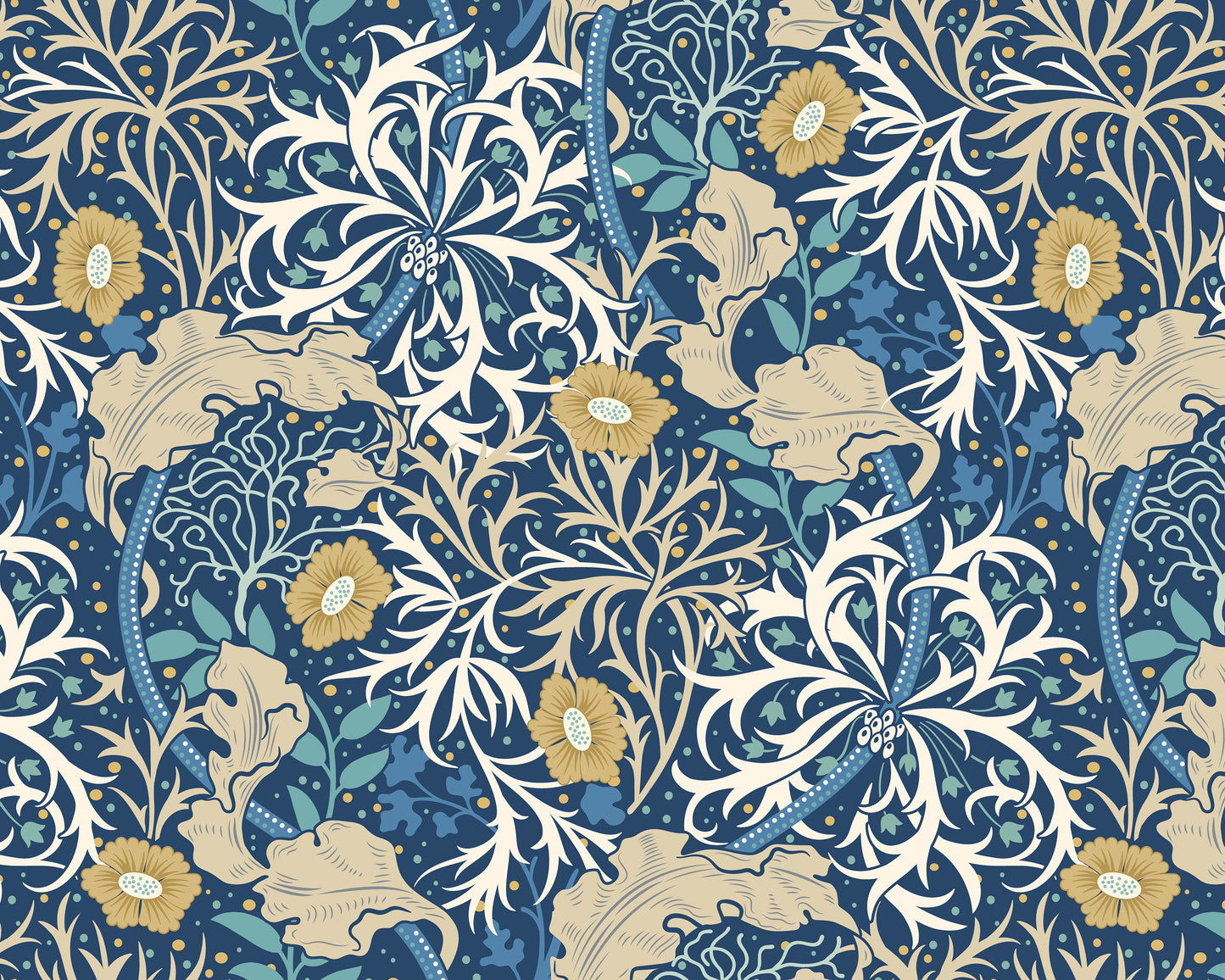 Origin Murals Trailing Seaweed Garden Ink And Petrol 350cm X 280cm