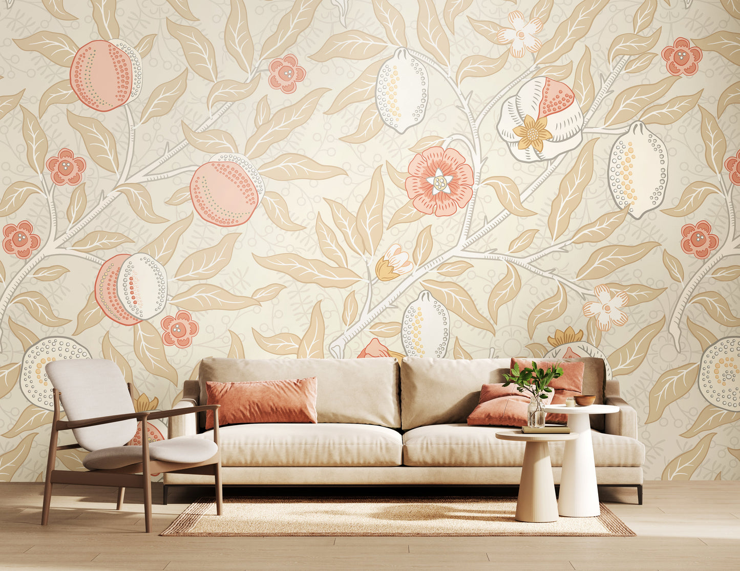 Origin Murals Fruit And Foliage Soft Linen 350cm X 280cm