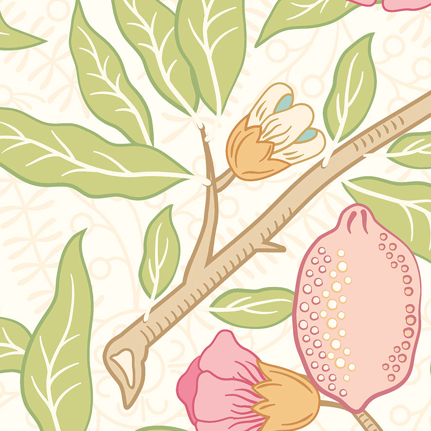 Origin Murals Fruit And Foliage Rose And Apple Green 350cm X 280cm