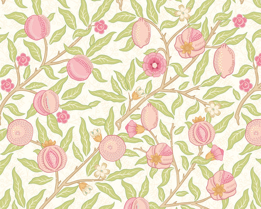 Origin Murals Fruit And Foliage Rose And Apple Green 350cm X 280cm