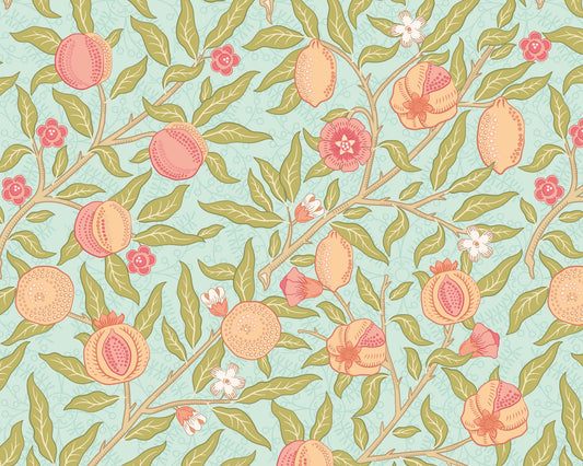 Origin Murals Fruit And Foliage Aqua And Apricot 350cm X 280cm