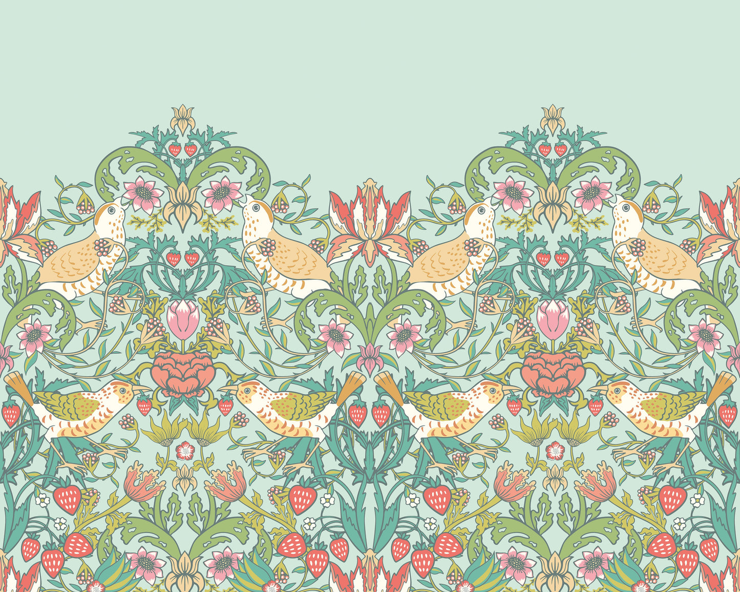 Origin Murals Birds Fruit And Foliage Duck Egg 350cm X 280cm