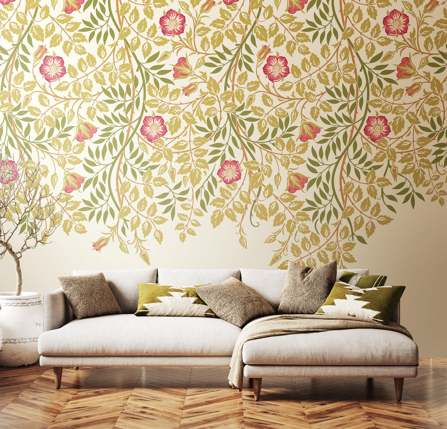 Origin Murals Cascading Rosehip Rose Pink 300cm X 240cm