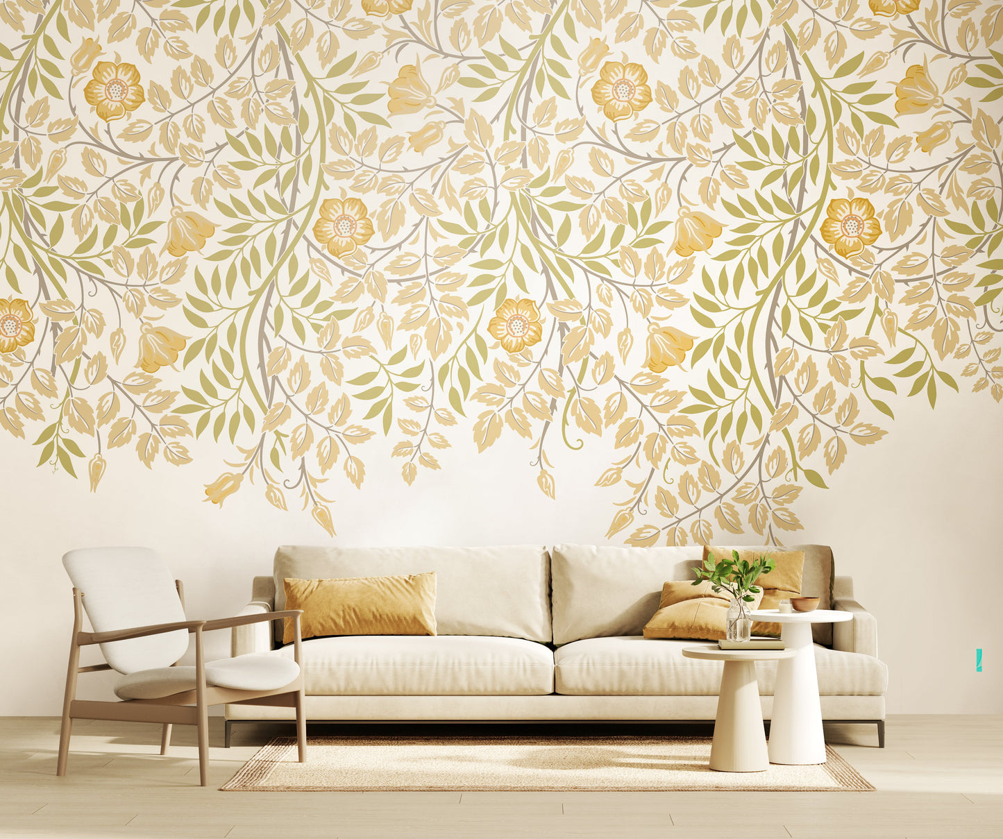 Origin Murals Cascading Rosehip Gold And Olive 300cm X 240cm
