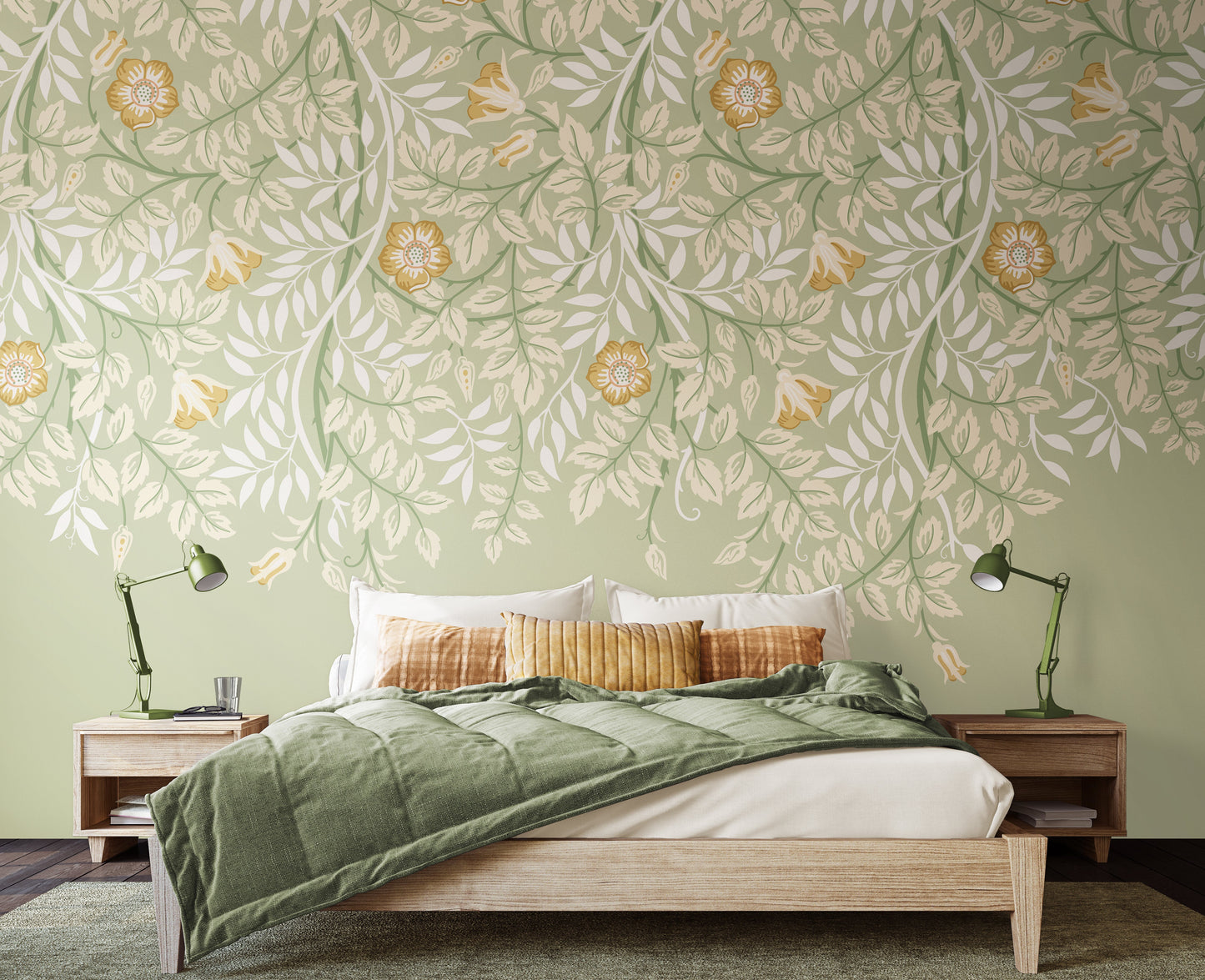 Origin Murals Cascading Rosehip Sage Green 300cm X 240cm