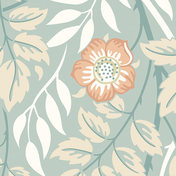 Origin Murals Cascading Rosehip Seafoam And Apricot 300cm X 240cm