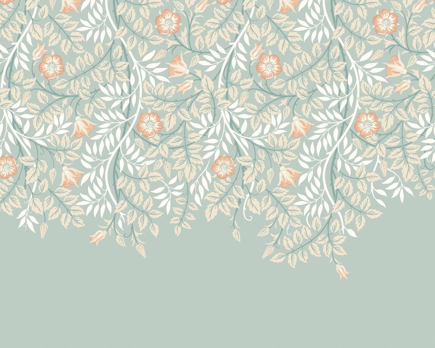 Origin Murals Cascading Rosehip Seafoam And Apricot 300cm X 240cm