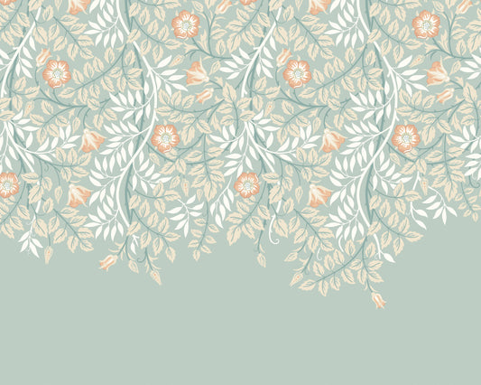 Origin Murals Cascading Rosehip Seafoam And Apricot 300cm X 240cm