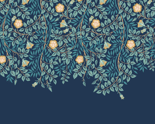 Origin Murals Cascading Rosehip Indigo And Teal 350cm X 280cm