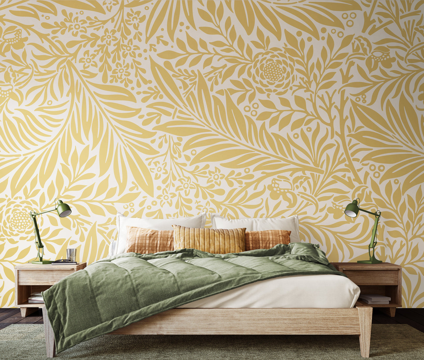 Origin Murals Trailing Ferns Soft Gold 350cm X 280cm