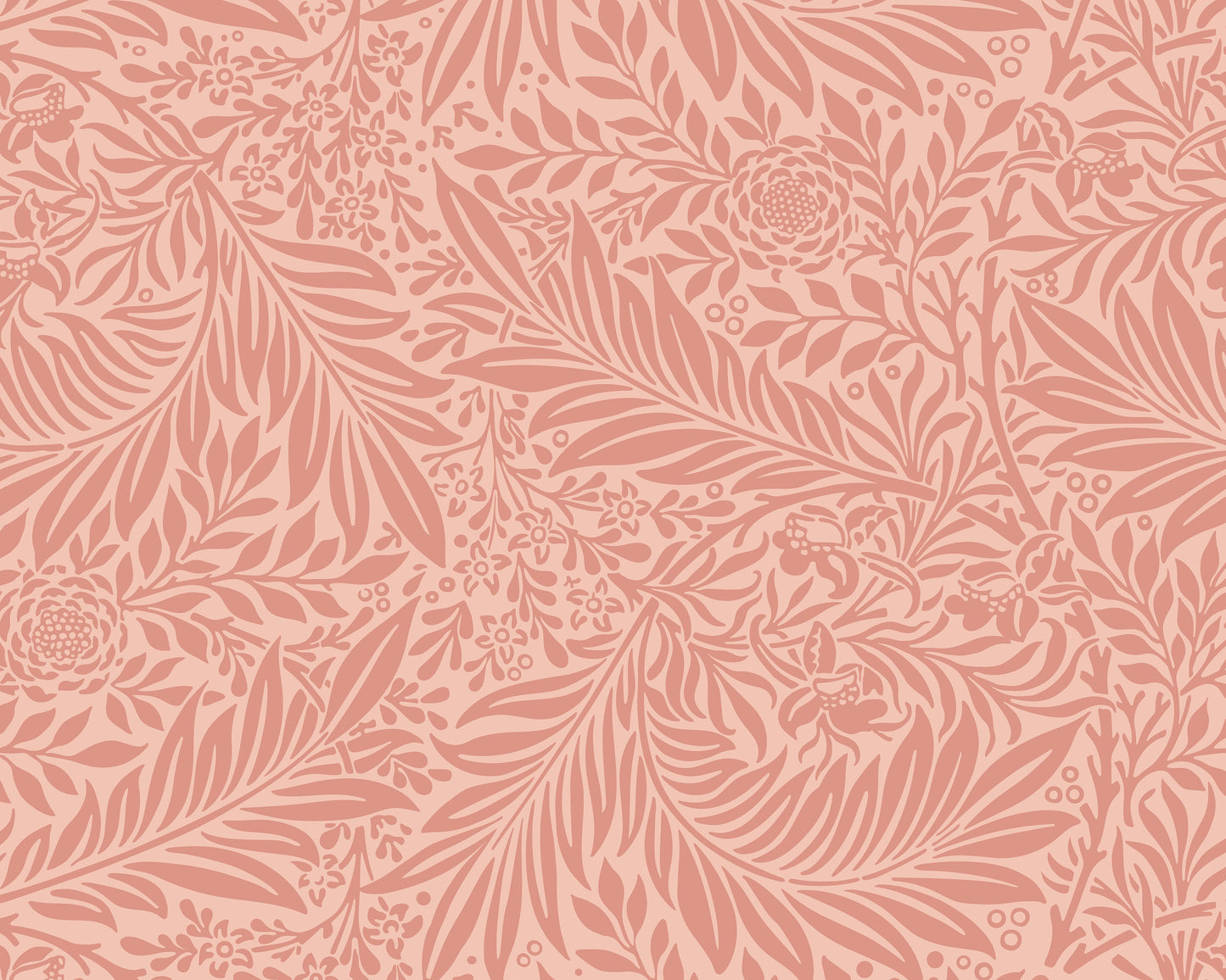 Origin Murals Trailing Ferns Warm Coral 350cm X 280cm