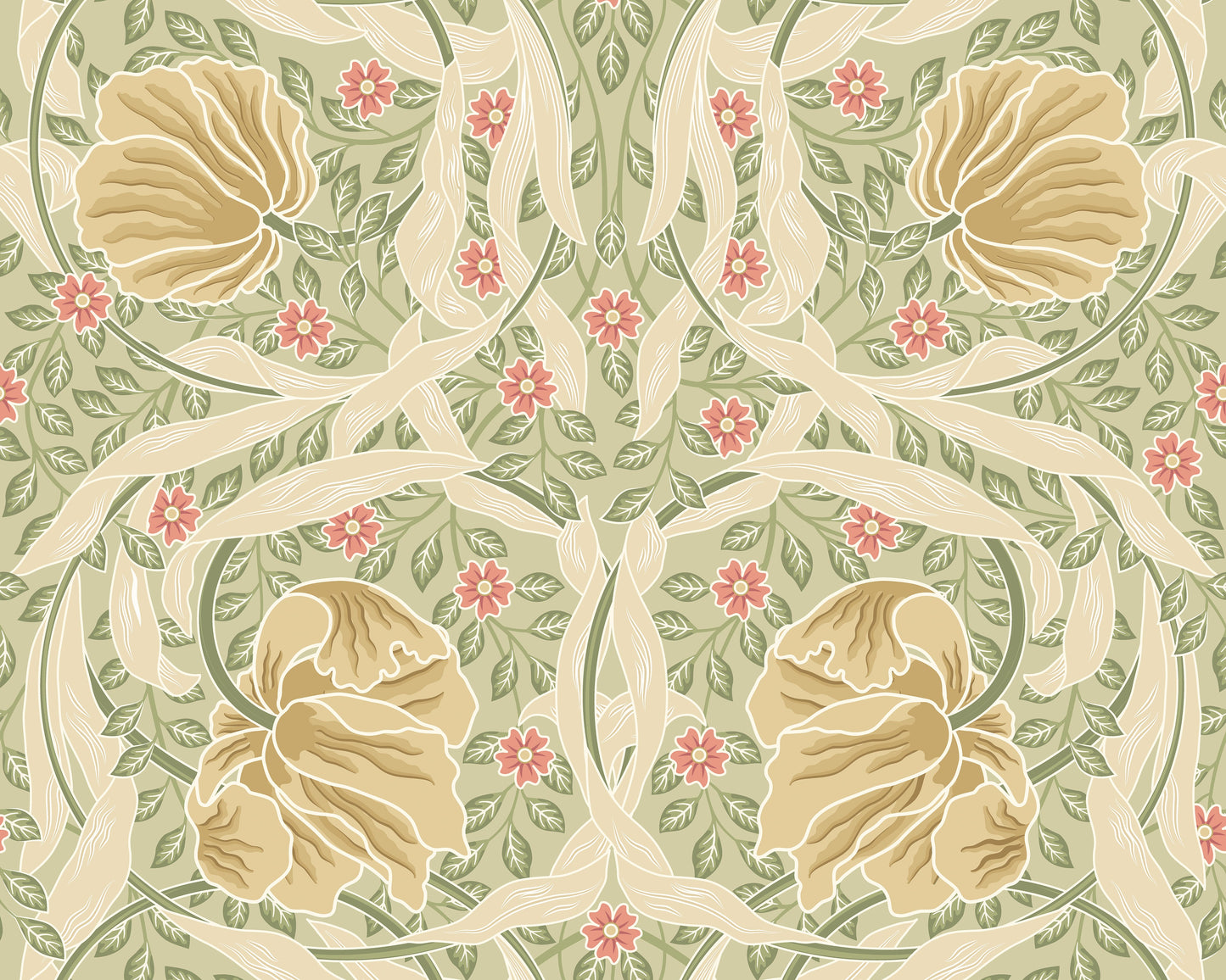 Origin Murals Flower Circle Olive And Coral 350cm X 280cm