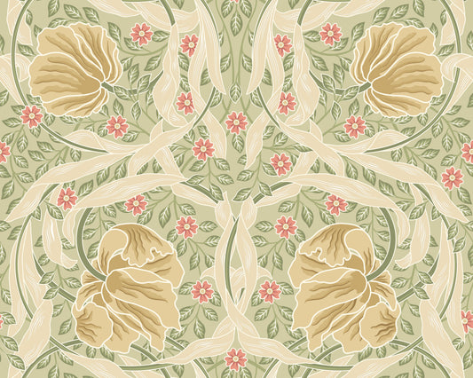 Origin Murals Flower Circle Olive And Coral 350cm X 280cm