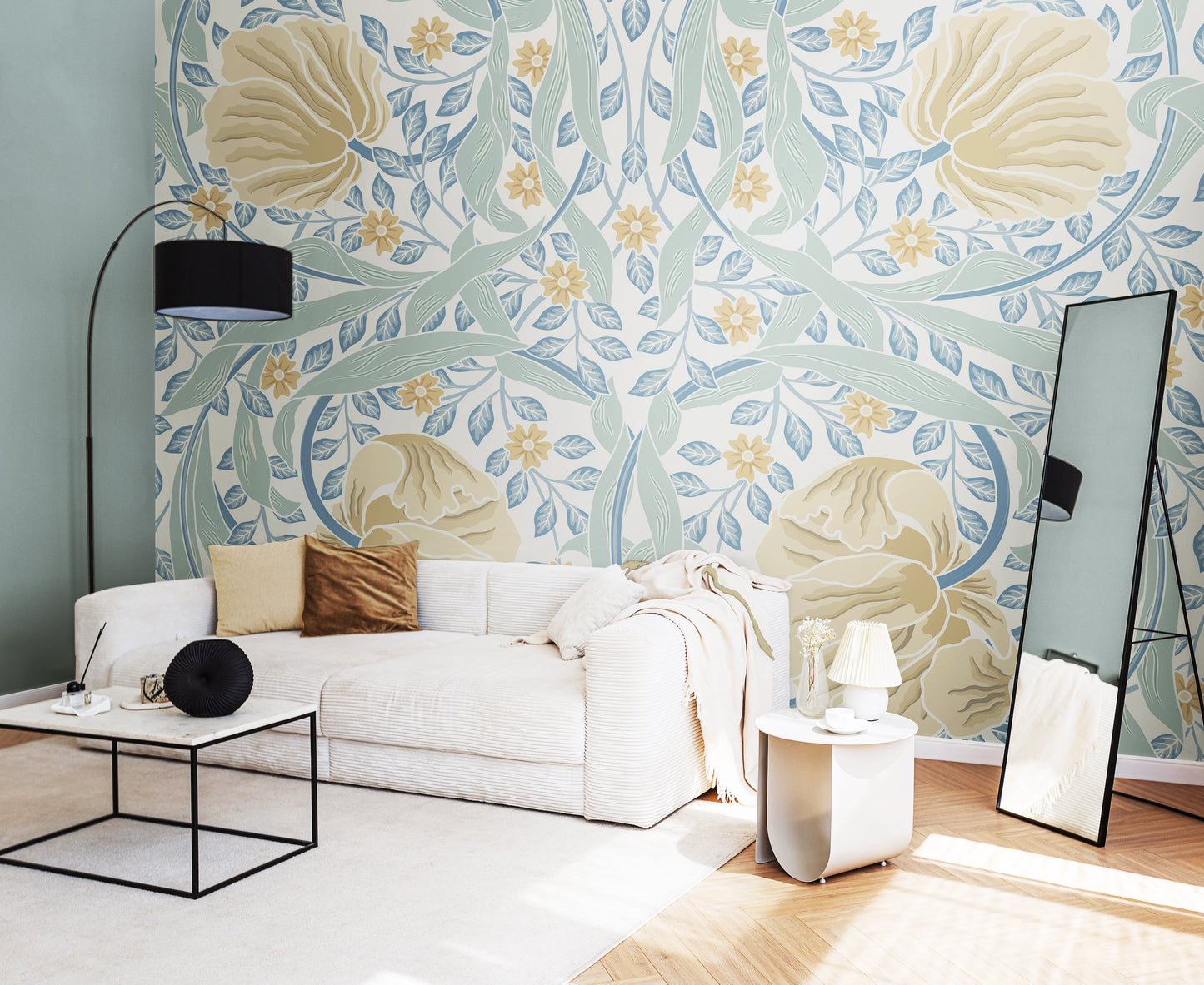 Origin Murals Flower Circle Soft Blue 300cm X 240cm