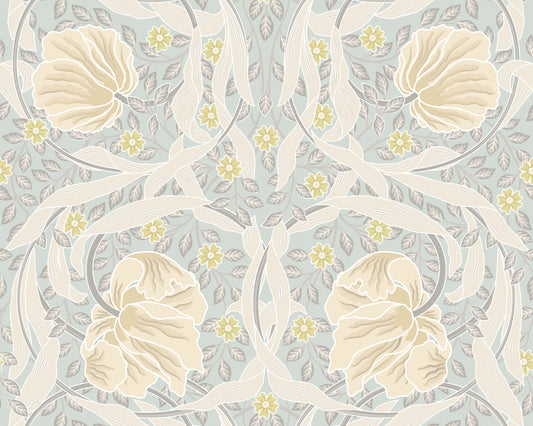 Origin Murals Flower Circle Duck Egg And Linen 350cm X 280cm