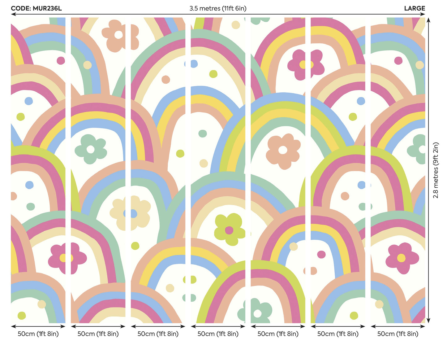 Origin Murals Rainbow Wobble Coral Pinks 350cm X 280cm