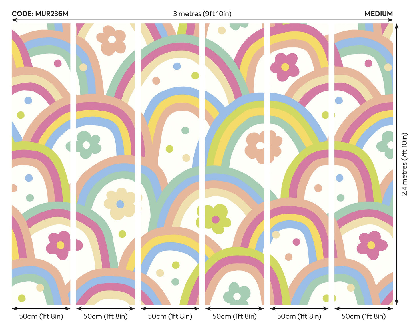 Origin Murals Rainbow Wobble Coral Pinks 300cm X 240cm