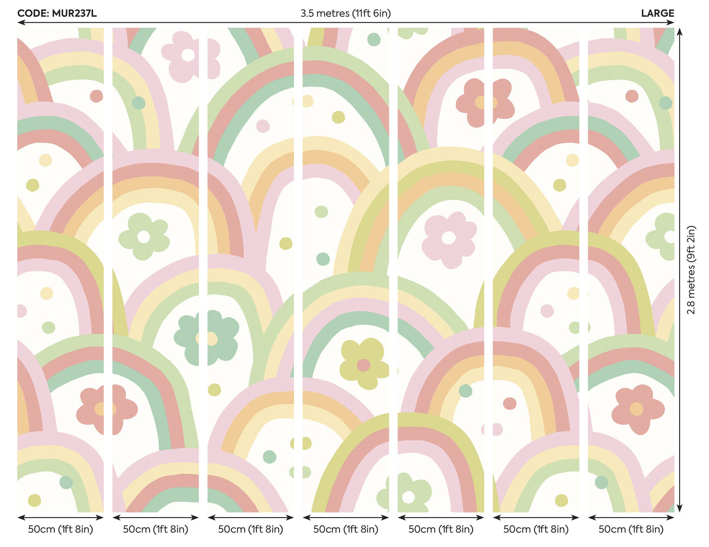 Origin Murals Rainbow Wobble Apple Green 350cm X 280cm