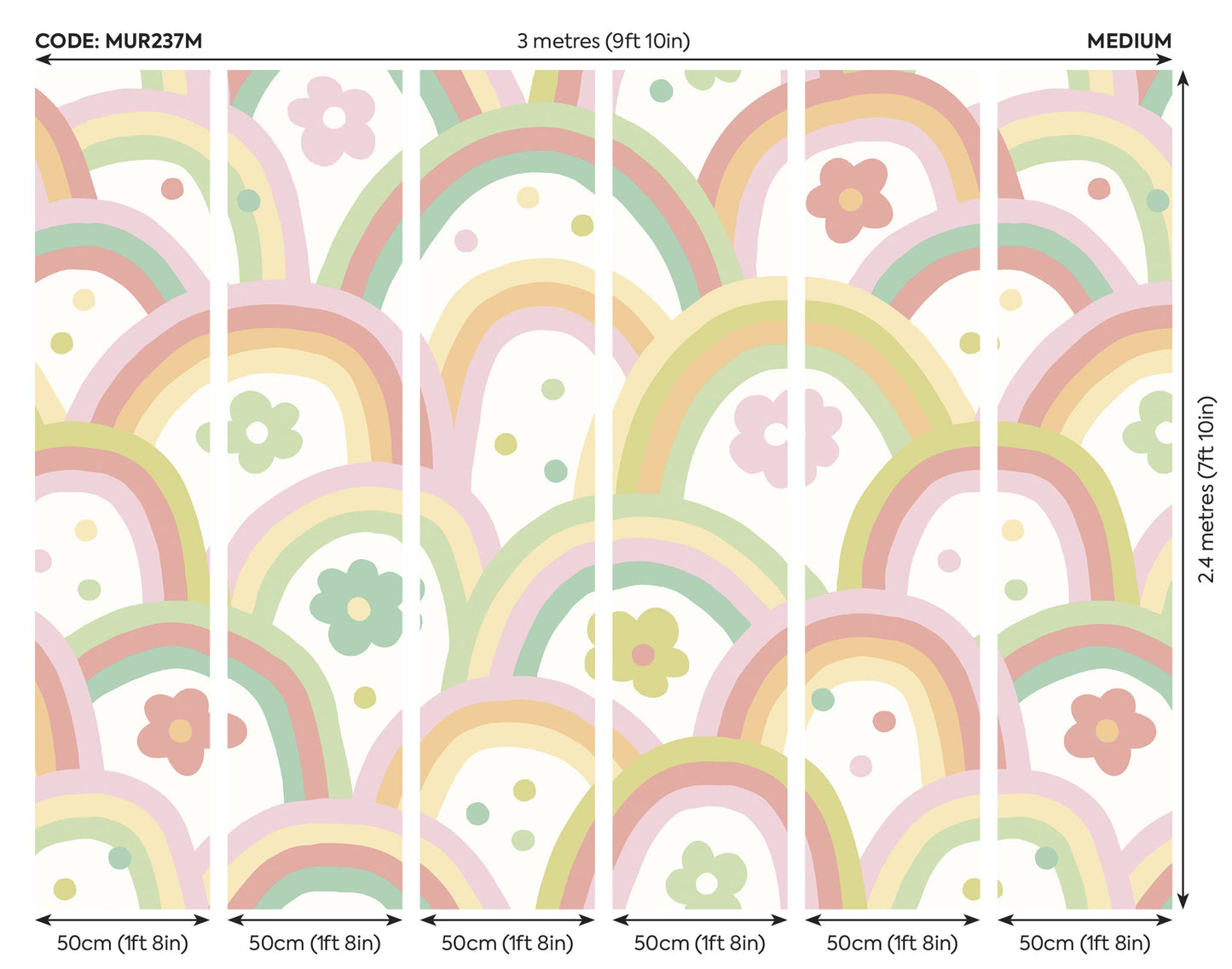 Origin Murals Rainbow Wobble Apple Green 300cm X 240cm