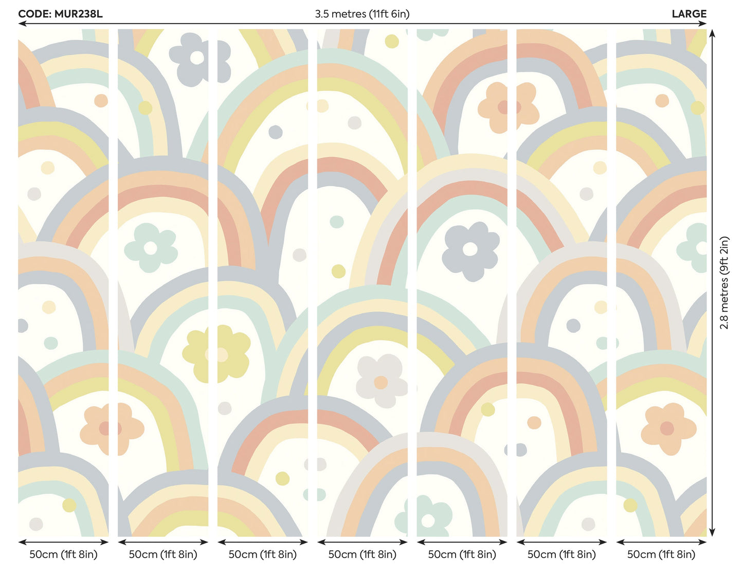 Origin Murals Rainbow Wobble Warm Grey 350cm X 280cm