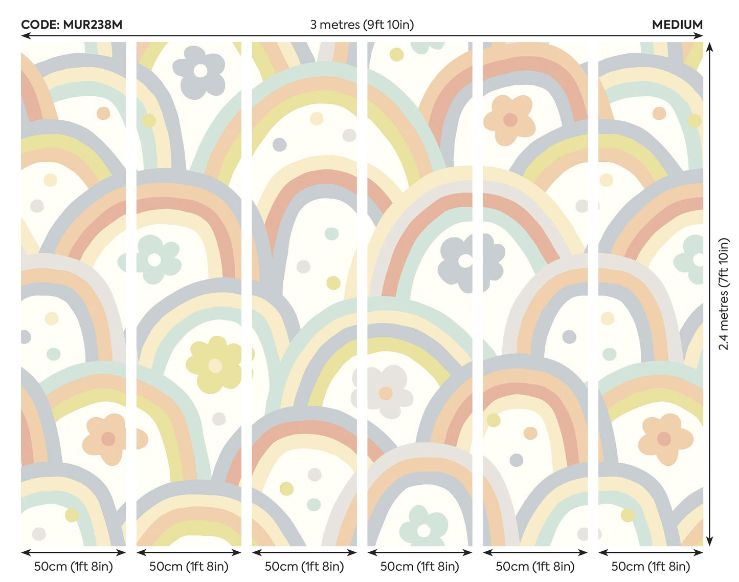 Origin Murals Rainbow Wobble Warm Grey 300cm X 240cm