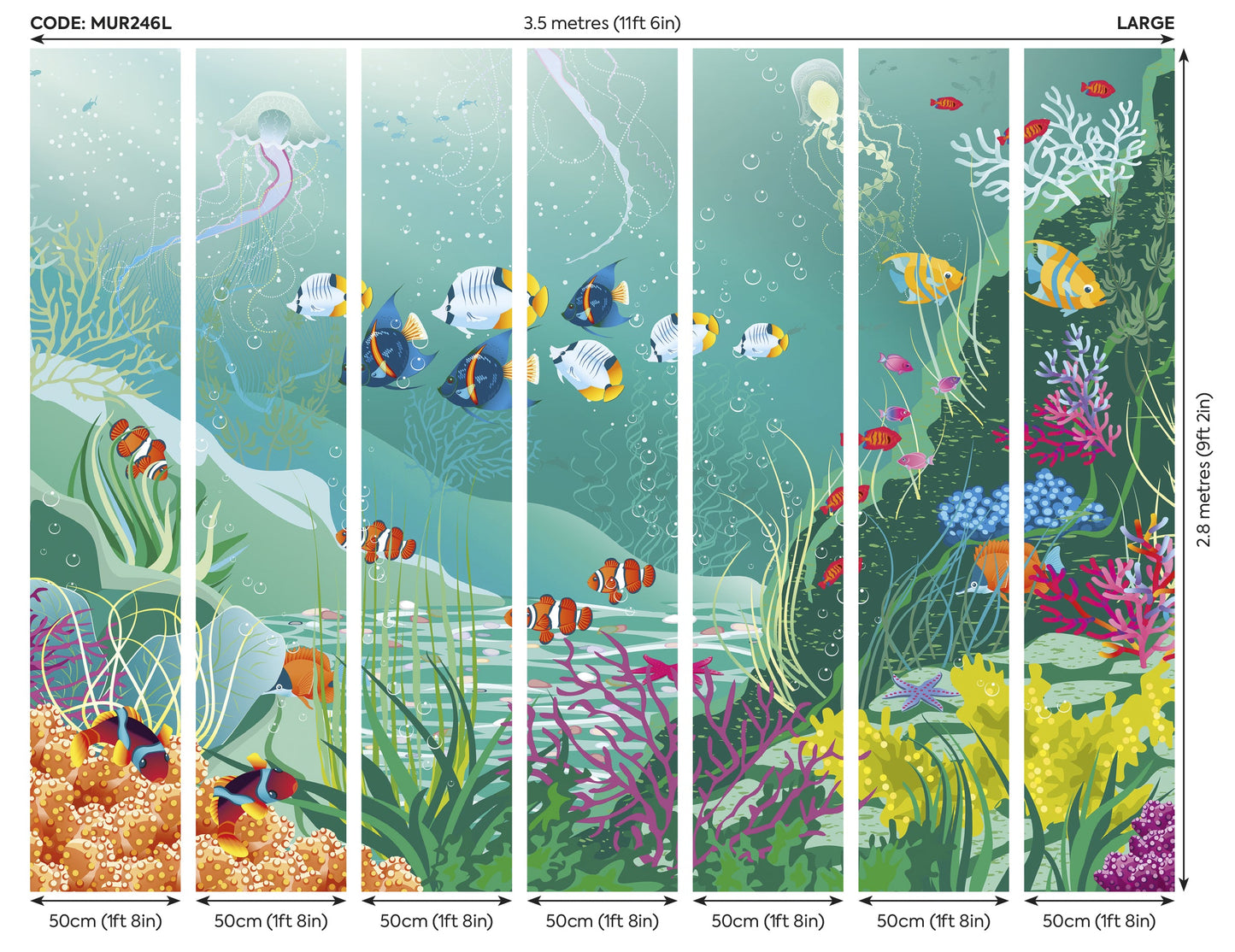 Origin Murals Under The Sea Adventure Jade Green 350cm X 280cm