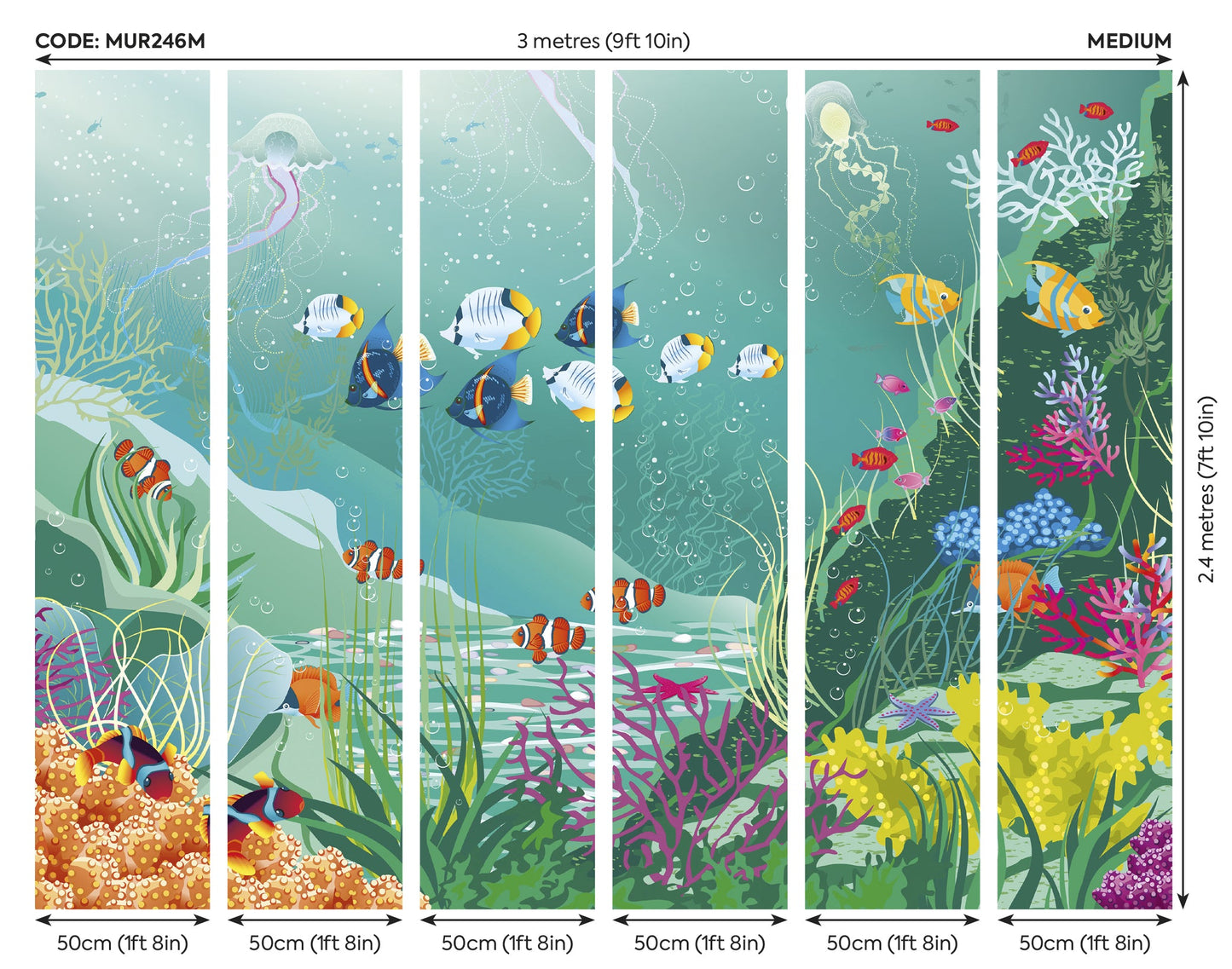 Origin Murals Under The Sea Adventure Jade Green 300cm X 240cm