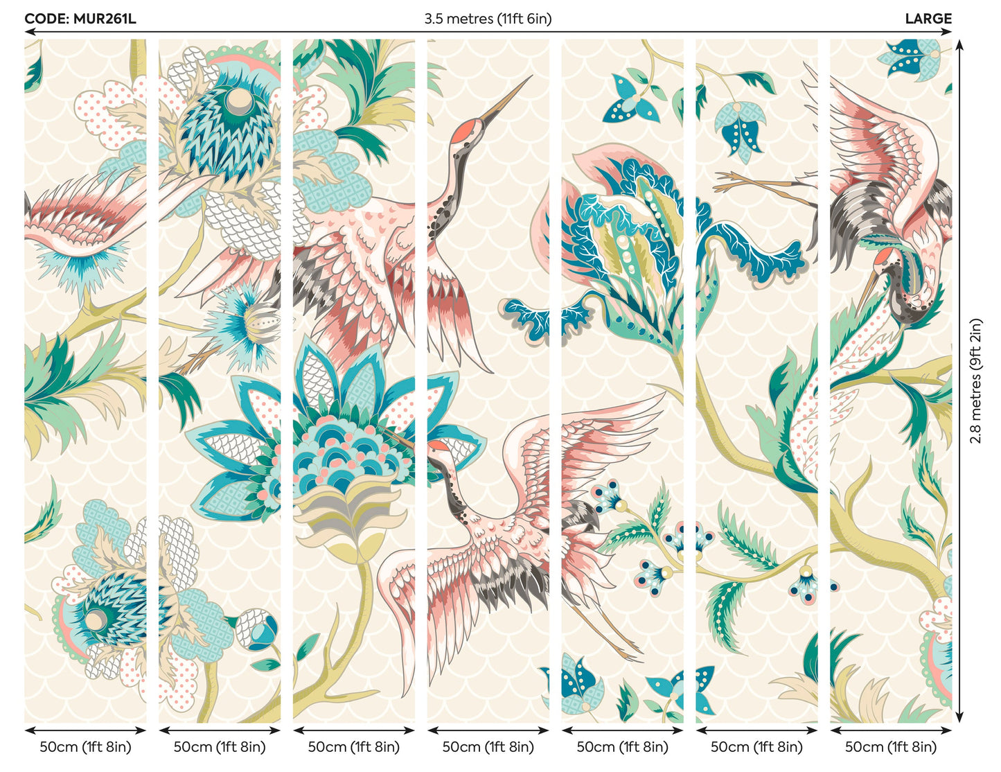 Origin Murals Cranes In Flight Cream 350cm X 280cm