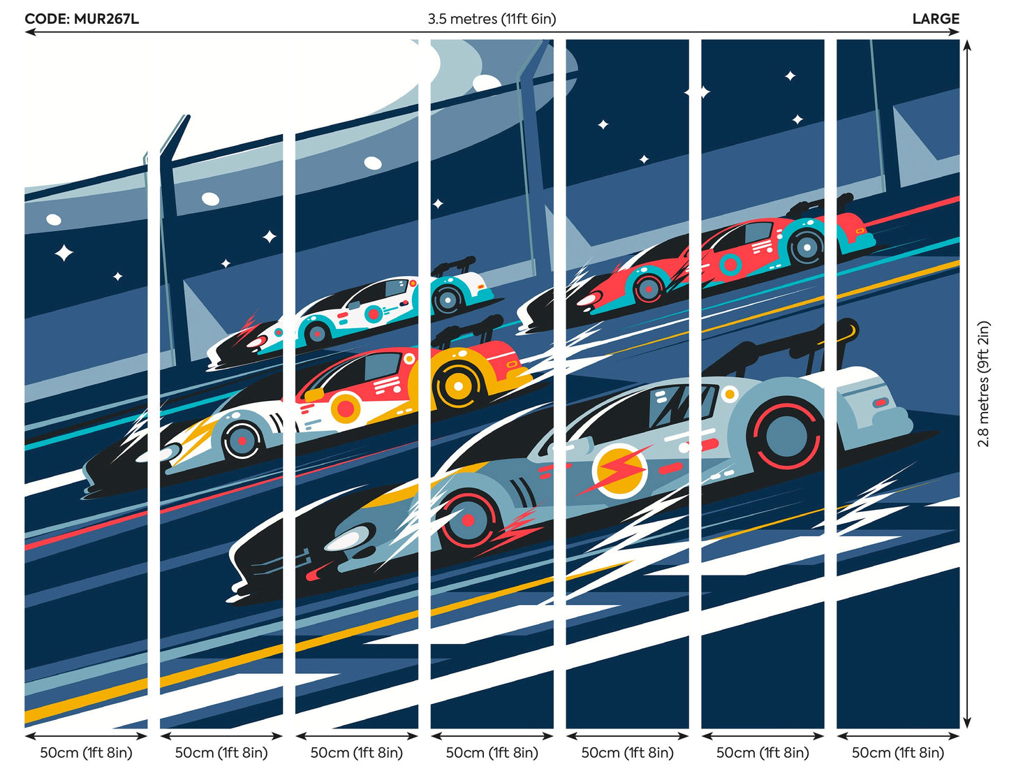 Origin Murals Sports Cars Navy Blue 350cm X 280cm