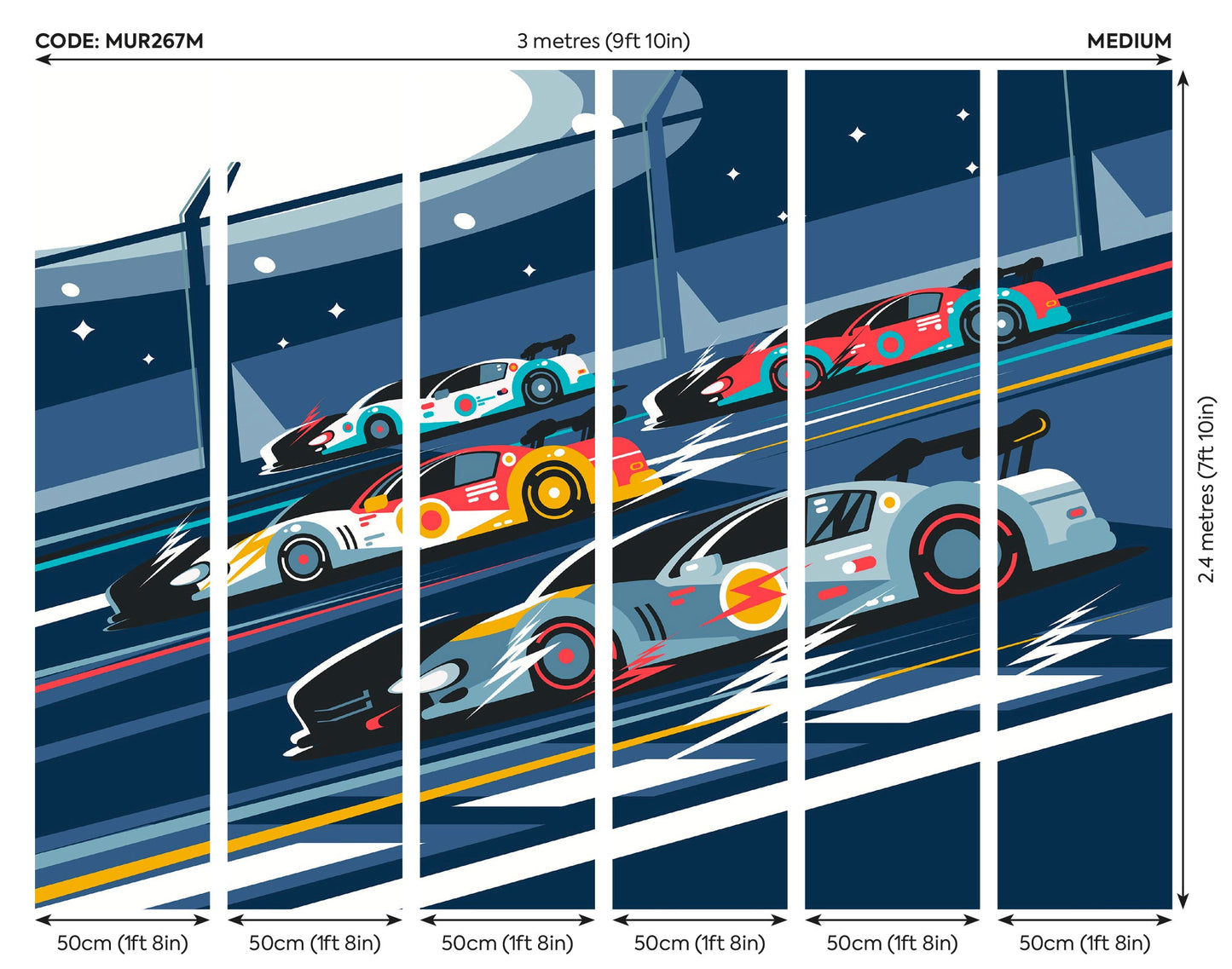 Origin Murals Sports Cars Navy Blue 300cm X 240cm