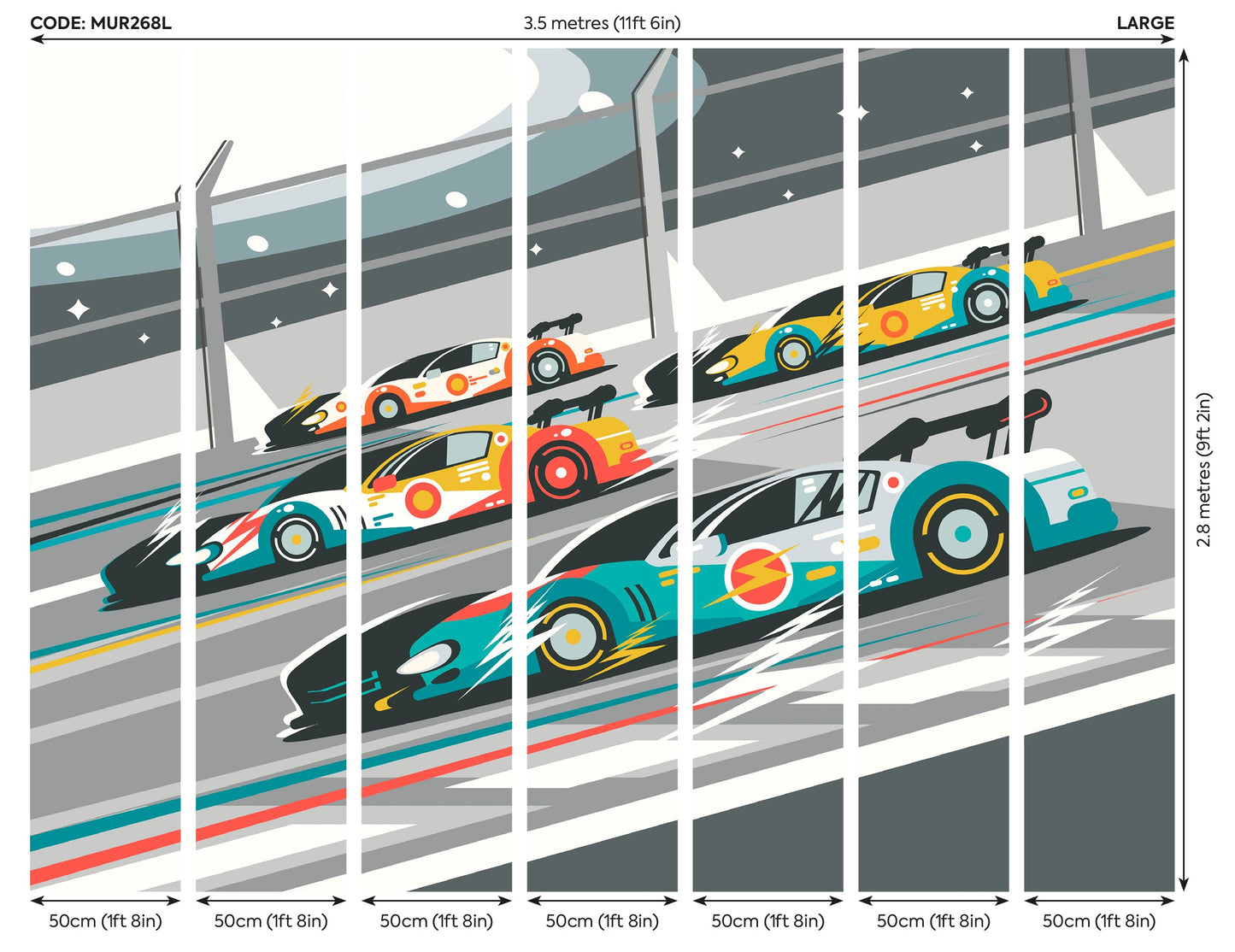 Origin Murals Sports Cars Grey 350cm X 280cm