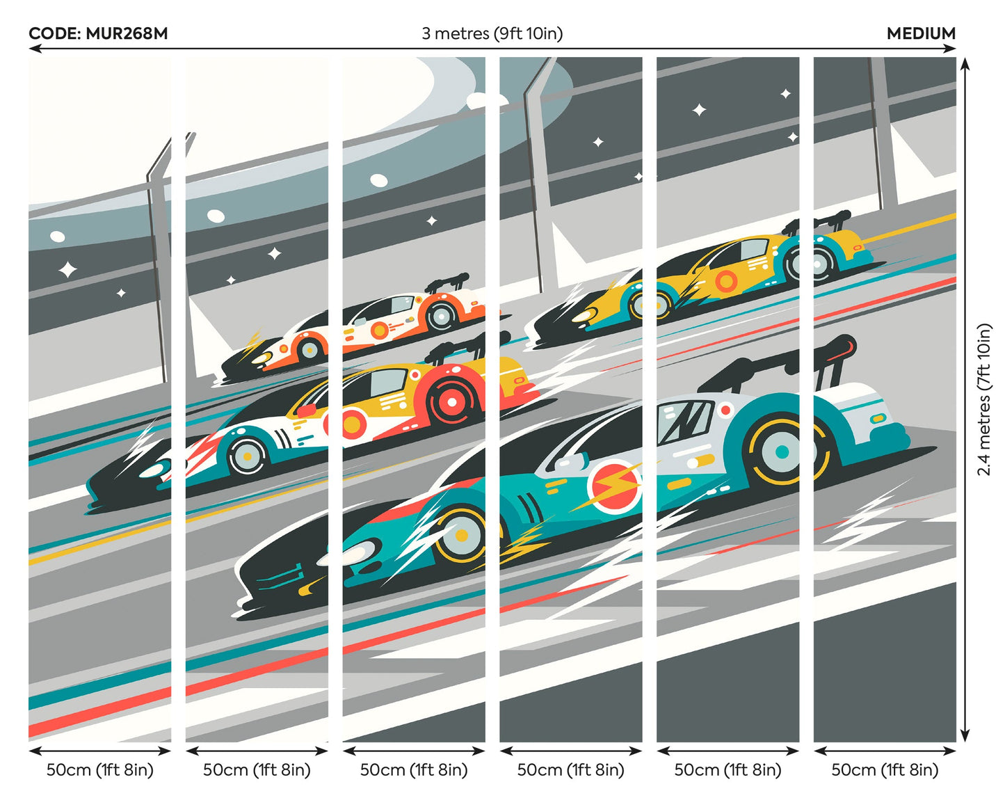 Origin Murals Sports Cars Grey 300cm X 240cm