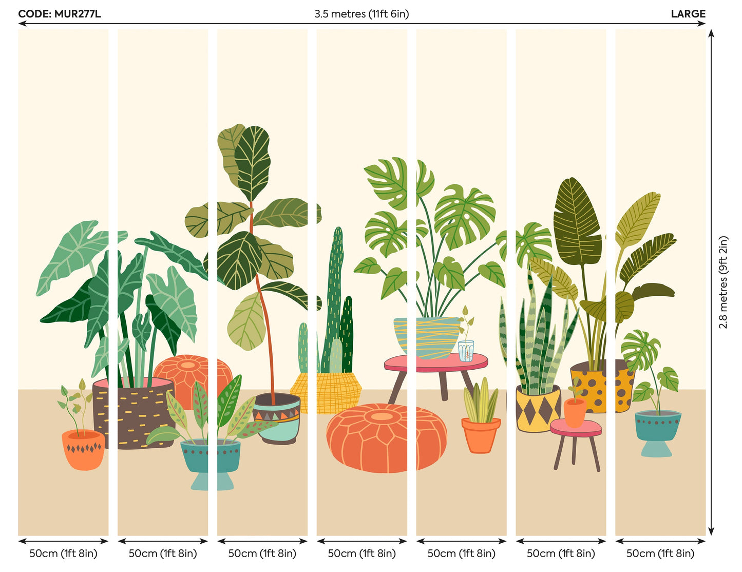 Origin Murals Houseplant Pots Natural 350cm X 280cm