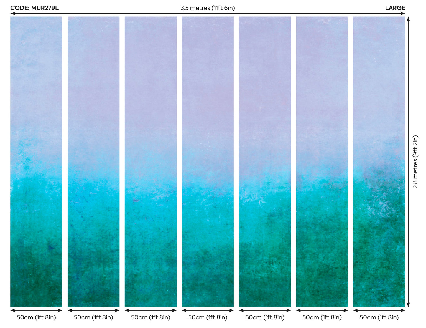 Origin Murals Ombre Gradient Teal Blue 350cm X 280cm