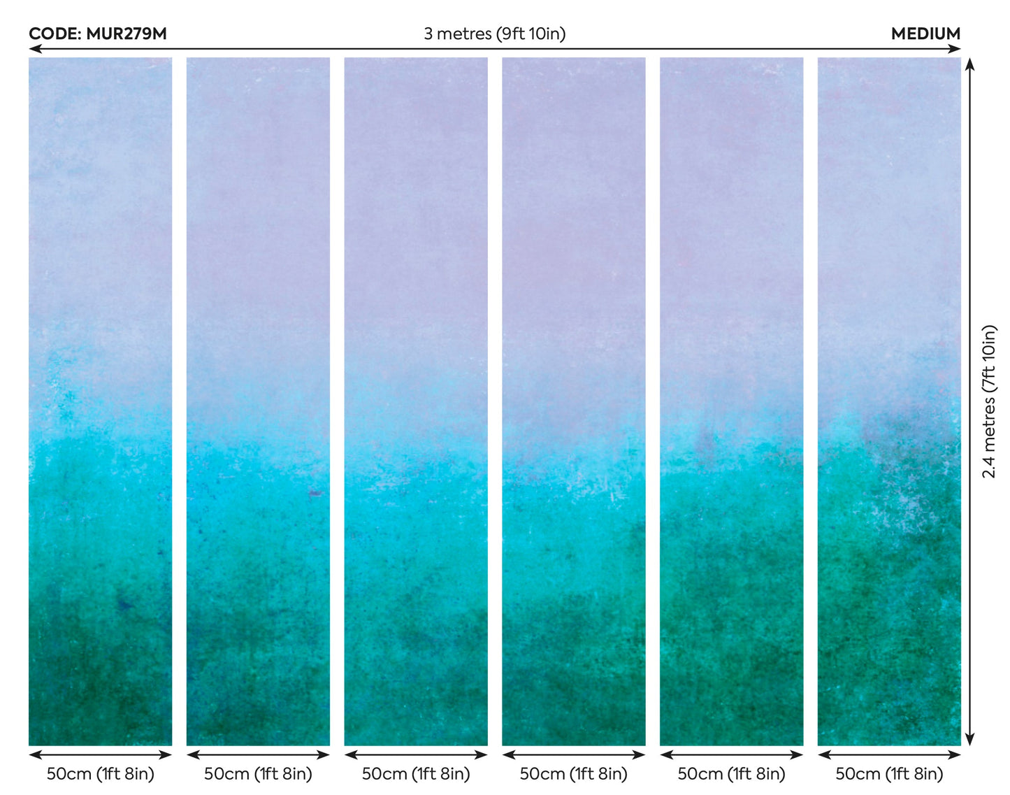 Origin Murals Ombre Gradient Teal Blue 300cm X 240cm