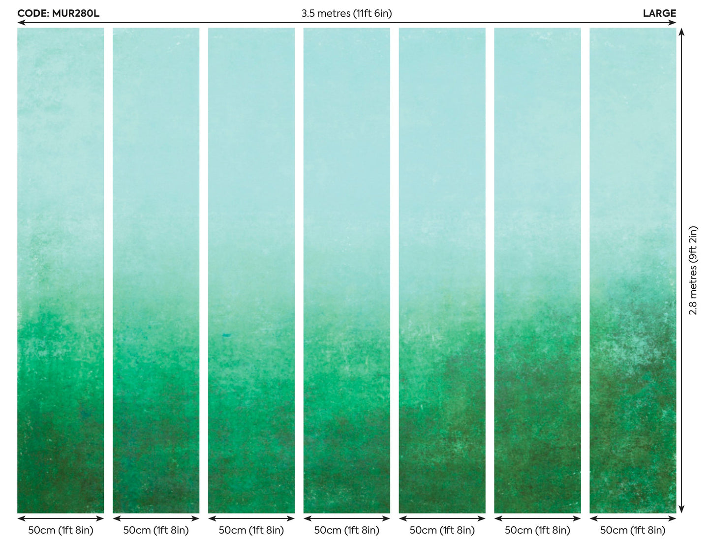 Origin Murals Ombre Gradient Green 350cm X 280cm