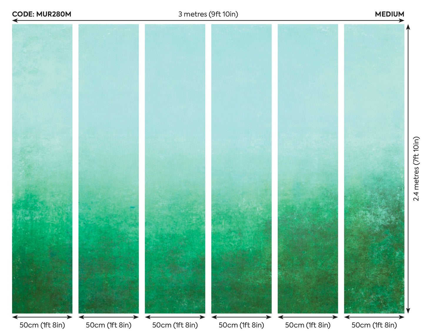 Origin Murals Ombre Gradient Green 300cm X 240cm
