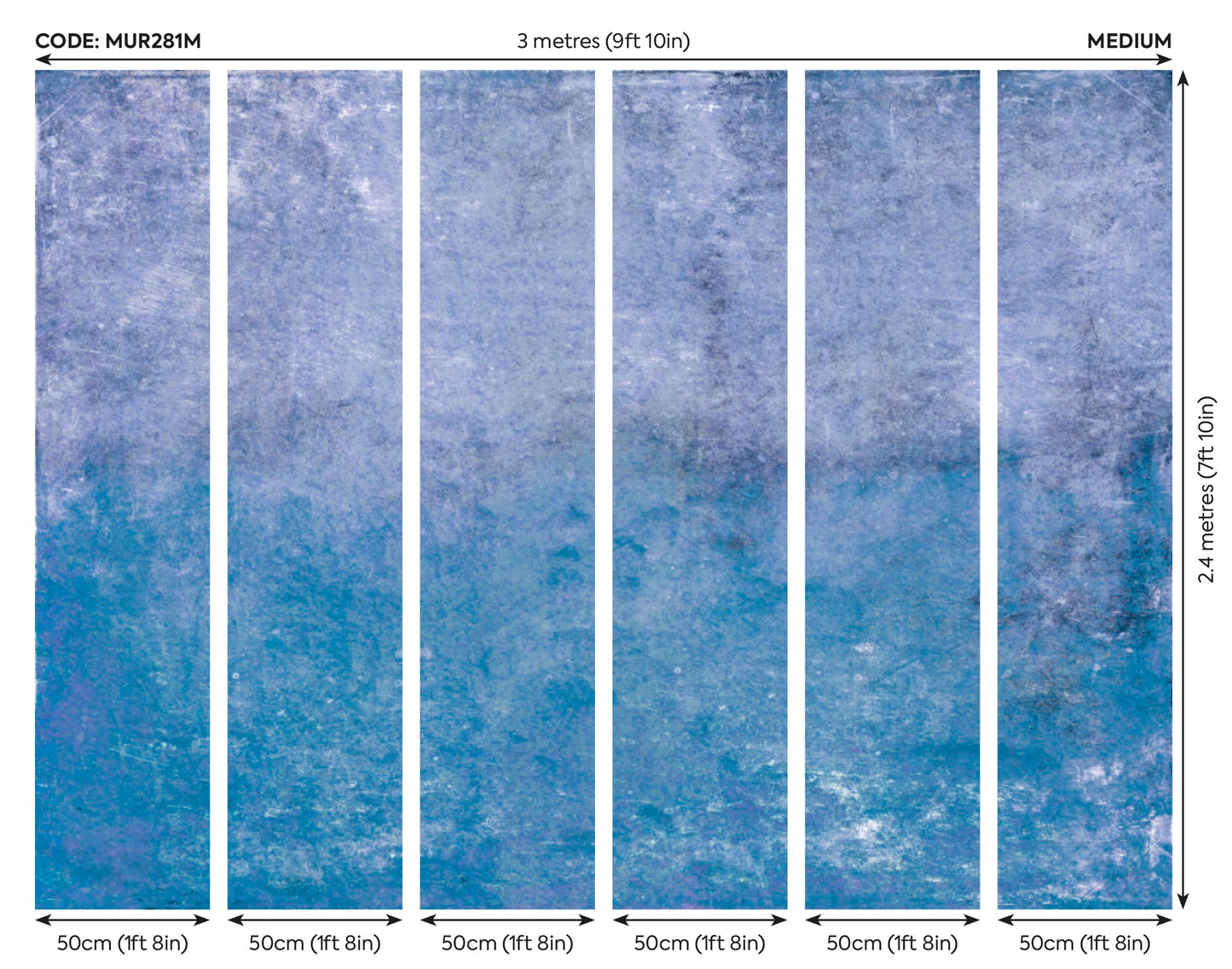 Origin Murals Grunge Distressed Effect Blue 300cm X 240cm