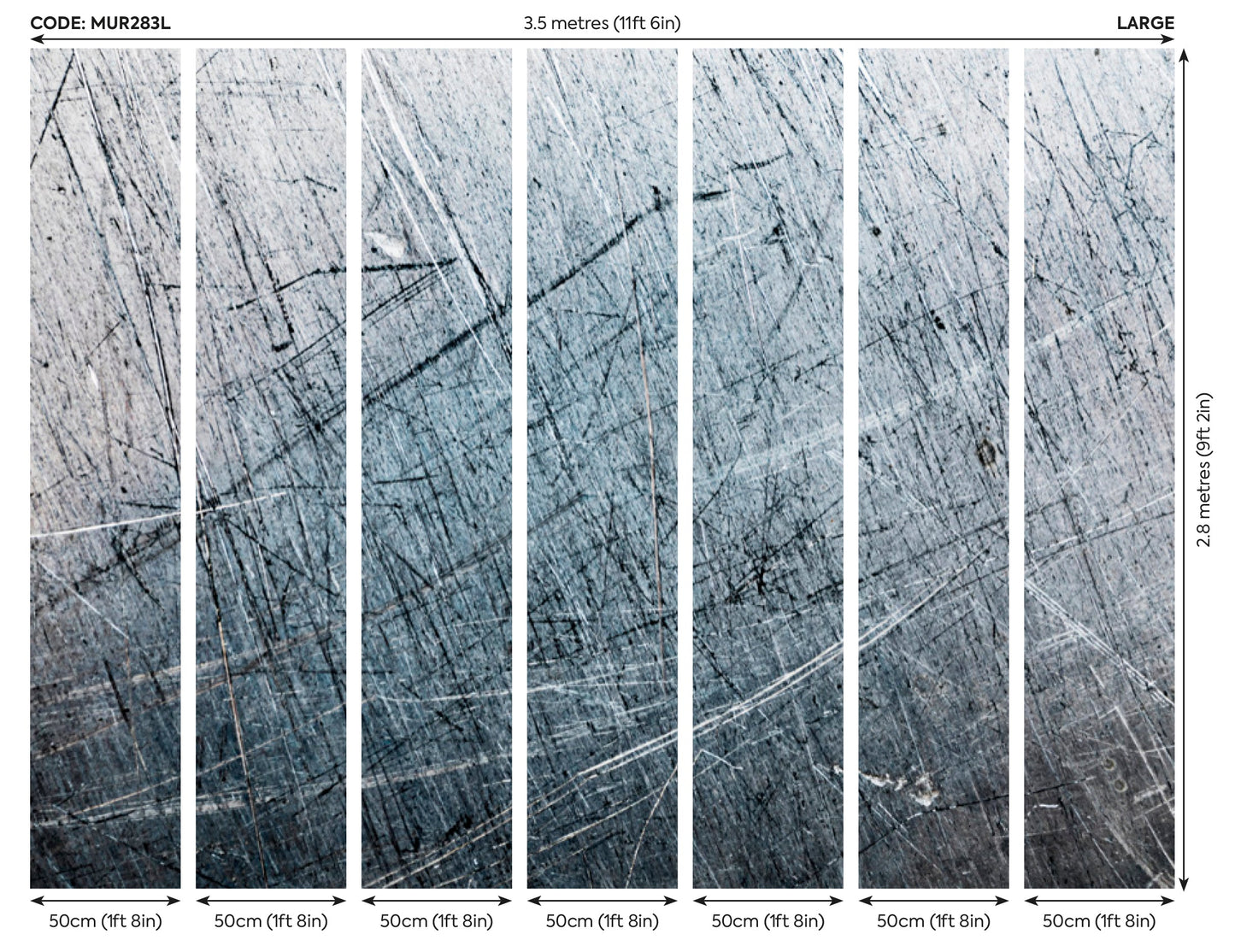 Origin Murals Scratched Metal Grey 350cm X 280cm