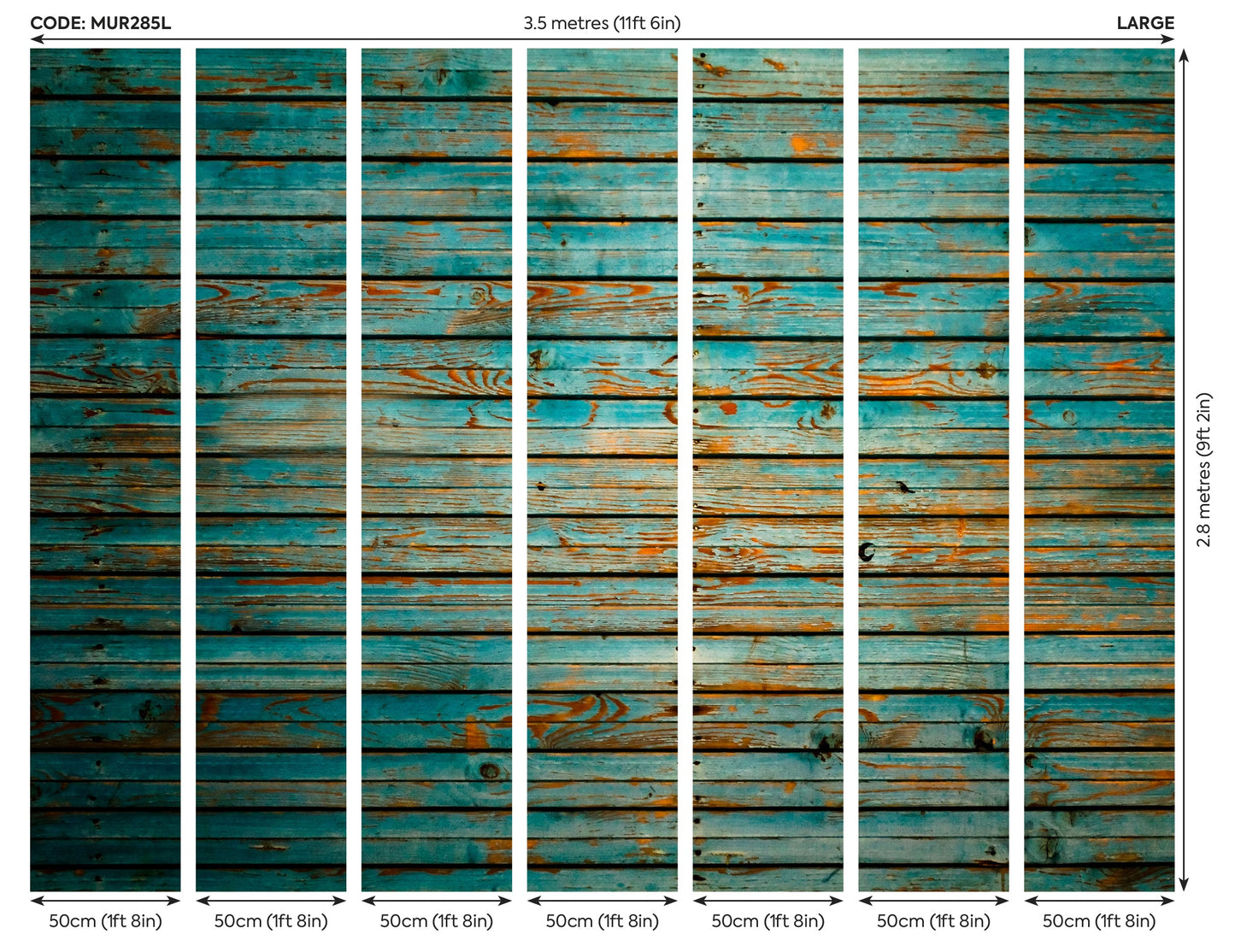 Origin Murals Rustic Wood Effect Blue 350cm X 280cm
