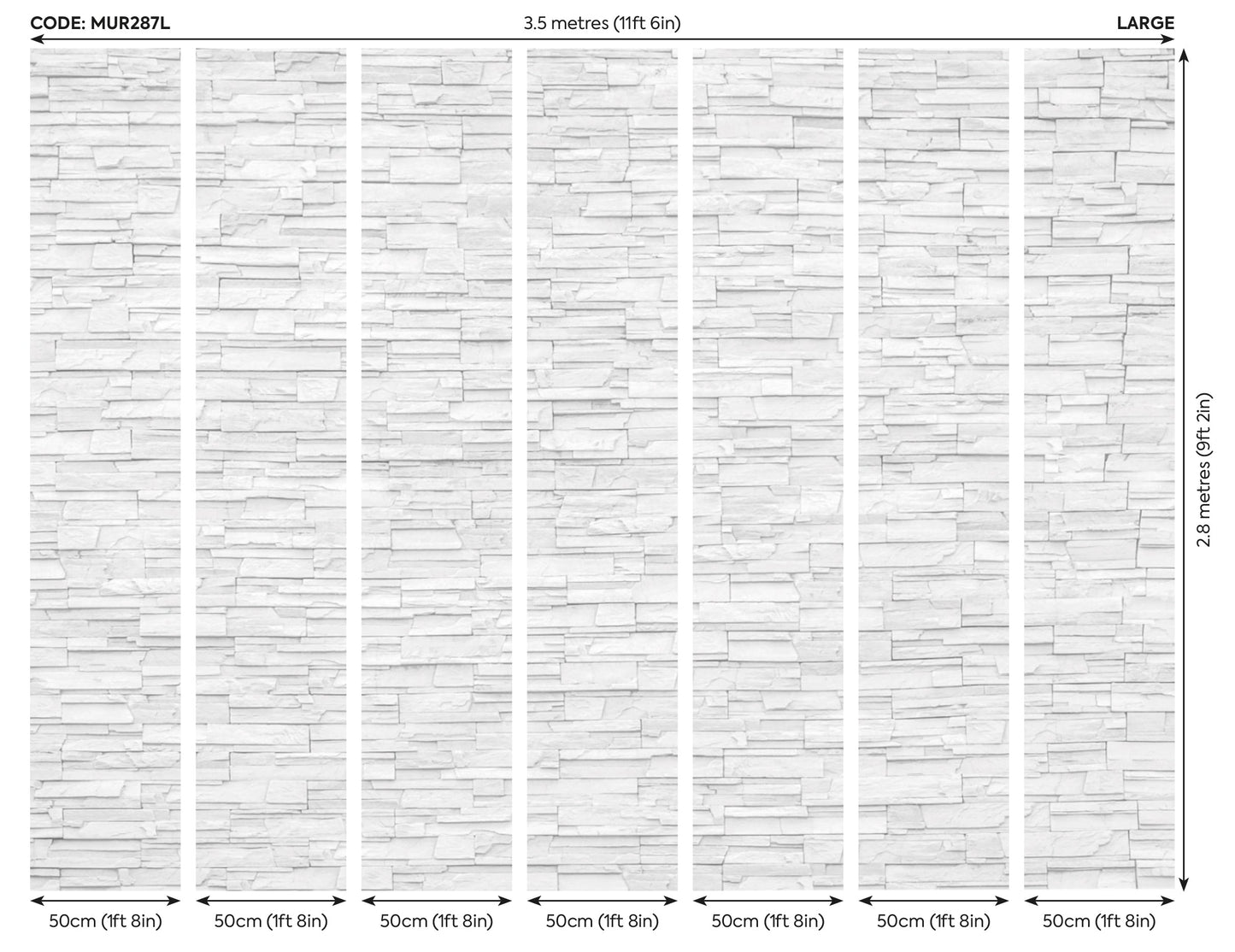 Origin Murals Slate White 350cm X 280cm