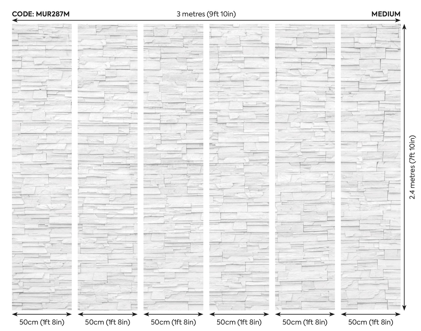 Origin Murals Slate White 300cm X 240cm