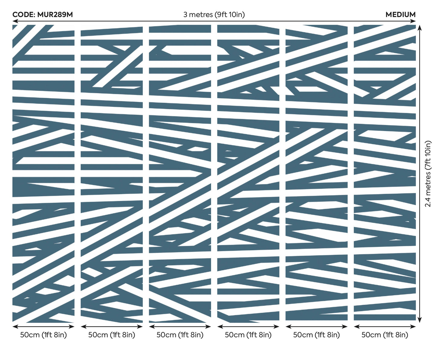 Origin Murals Striped Criss Cross Pattern Blue 300cm X 240cm